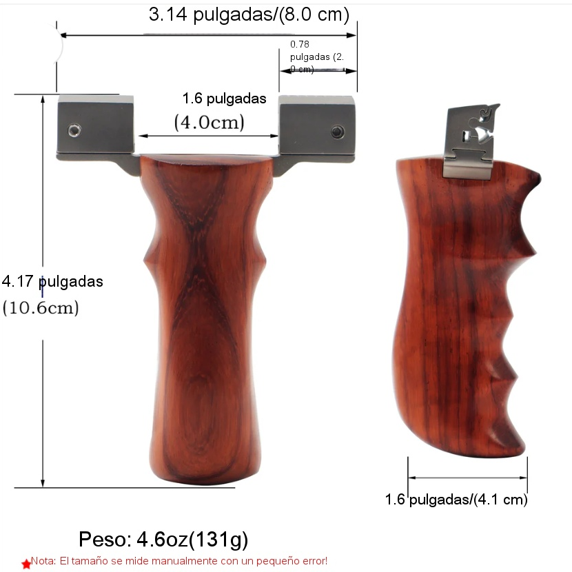 Tirachinas profesional con mango de madera premium, acero inoxidable y agarre ergonómico - vista 6