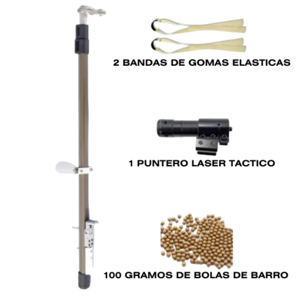 Varilla ajustable profesional para caza y pesca tirachinas telescópico puntero laser + 100g bolas de barro - vista 2