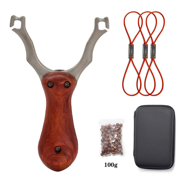 Tirachinas Profesional Plegable de Acero Inoxidable con Mango de Madera – Ultra Portátil para Caza y Supervivencia [PREMIUM VIP]