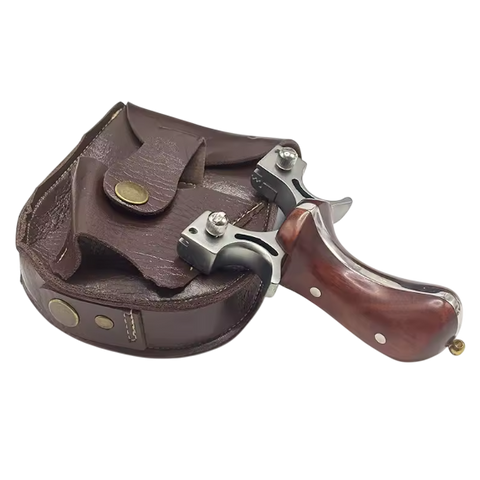 TIRACHINAS PROFESIONAL CON CABEZA DE ARCO DE ACERO INOXIDABLE Y MANGO DE MADERA + REPUESTOS + ESTUCHE ARTESANO [HECHO A MANO]