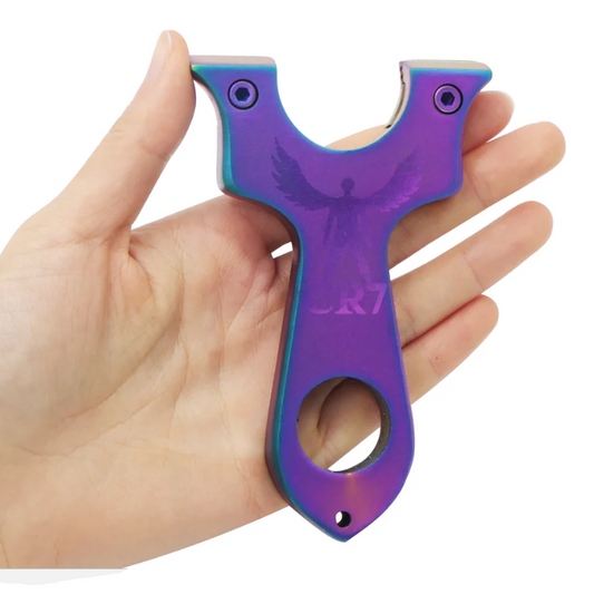Tirachinas profesional acero inoxidable arcoíris, diseño compacto y máxima potencia