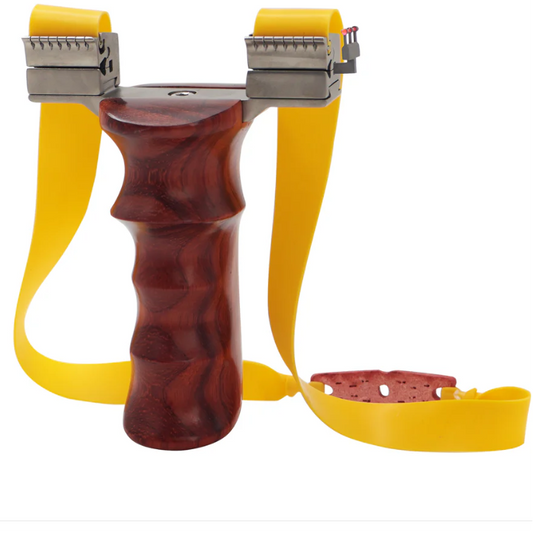 Tirachinas profesional con mango de madera premium, acero inoxidable y agarre ergonómico