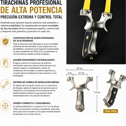 Tirachinas profesional de acero inoxidable alta potencia, precisión extrema y control total - vista 5