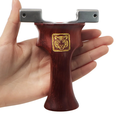 Tirachinas profesional de madera con cabezal de acero inoxidable, agarre premium y potencia extrema