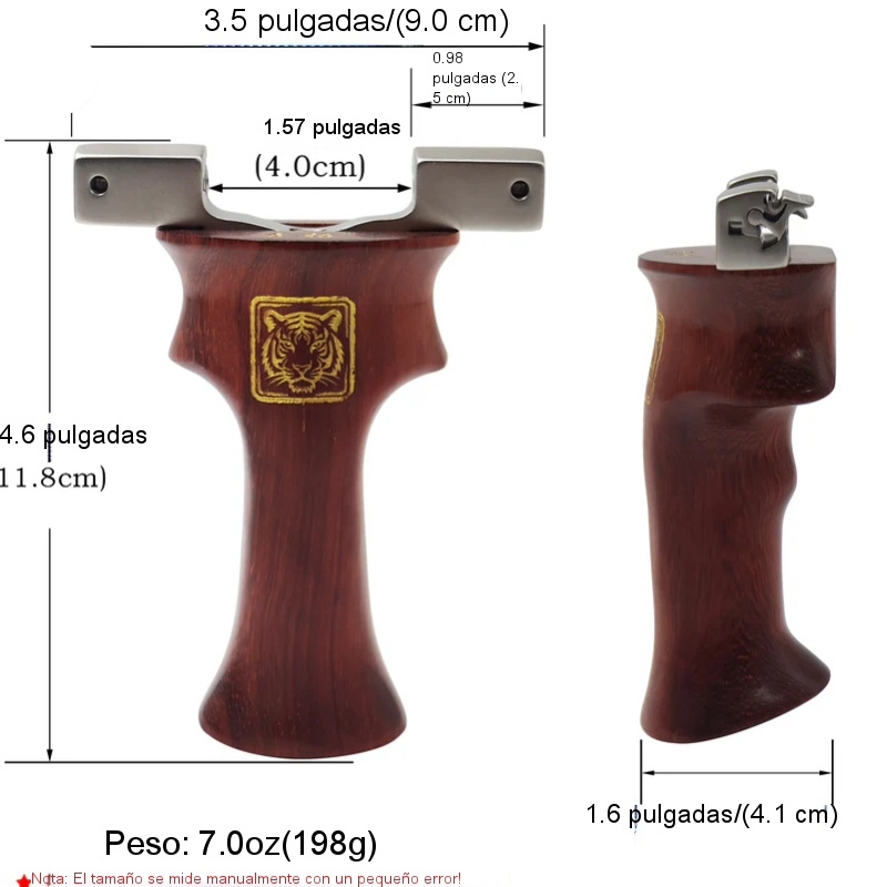 Tirachinas profesional de madera con cabezal de acero inoxidable, agarre premium y potencia extrema - vista 5