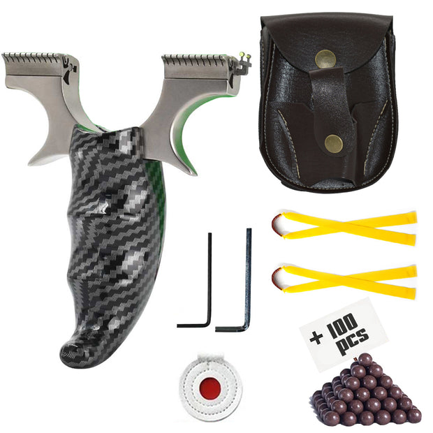 Tirachinas profesional de acero inoxidable y fibra de carbono – Precisión, potencia y pack completo [TIRACHINAS PREMIUM VIP]