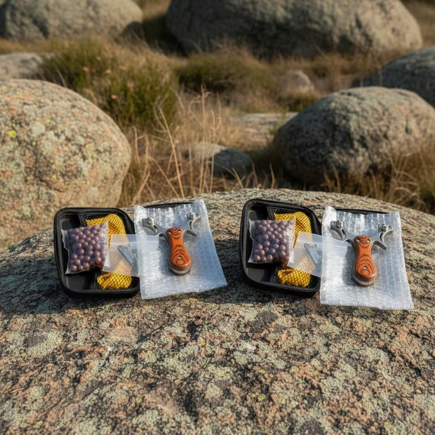 TIRACHINAS PROFESIONAL CON MANGO DE MADERA PARA CAZA CON ESTUCHE INCLUIDO [PRODUCTO PREMIUM] [PACK 2 UNIDADES]